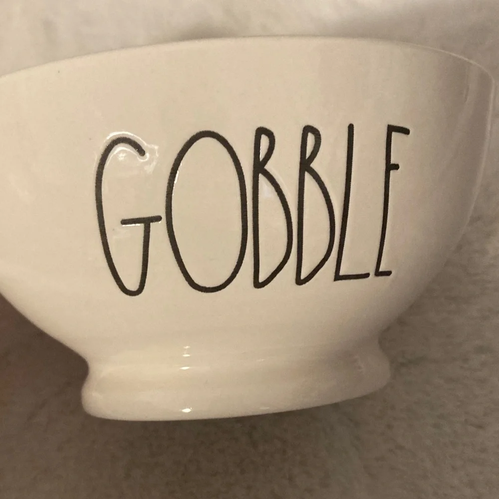 Rae Dunn Ceramic Bowl with 'Gobble'